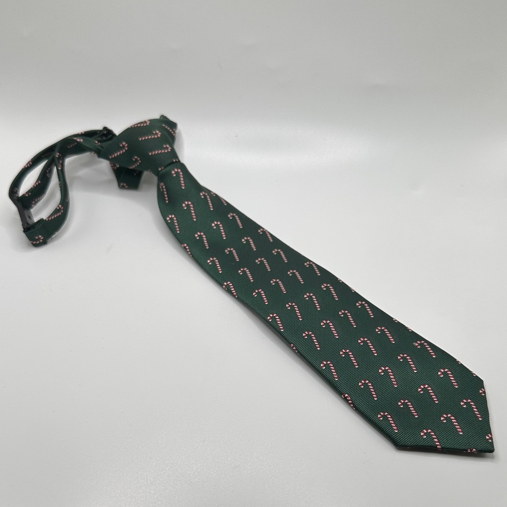 1989 Place Festive Green Tie with Candy Cane Design